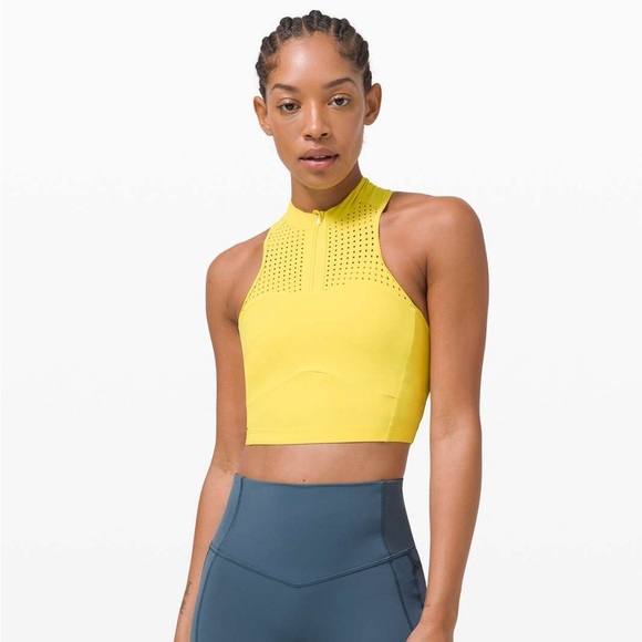 Lululemon Unleash Strength Bra Medium Support, B/C Cup Yellow Serpentine 4 Gym - Picture 1 of 9